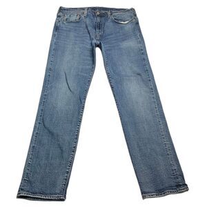 Levi’s Premium 502 Taper Selvedge Jeans Men 36x32 Stretch Denim Blue